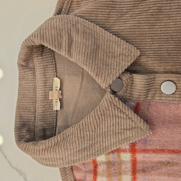 Jodifl Womens Plaid Corduroy Patchwork Shacket Jacket Shirt Brown Size Small - Picture 5 of 11